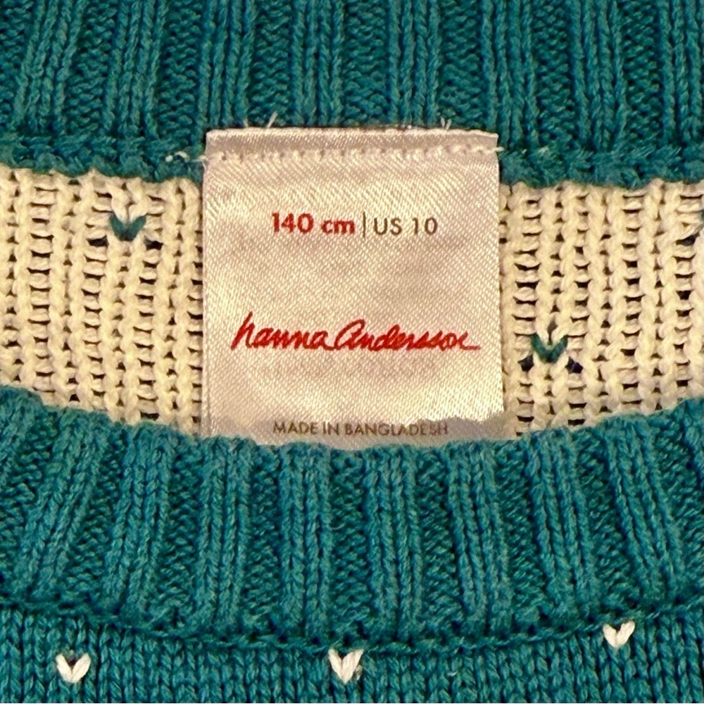 Hanna Andersson Fair Isle Sweater Boys 10 Girls Christmas Cotton Green Trees - Picture 3 of 5